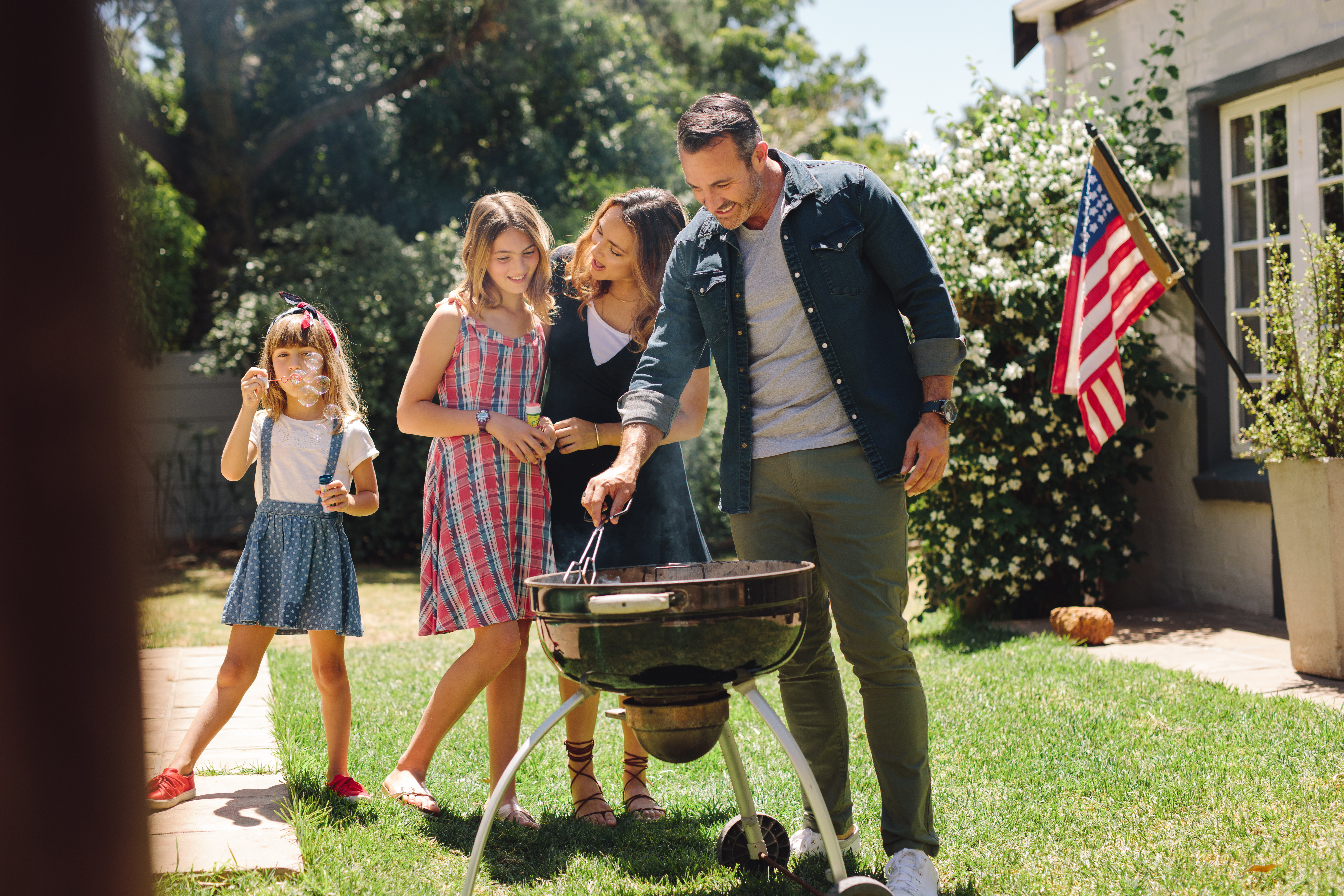 Family backyard gathering